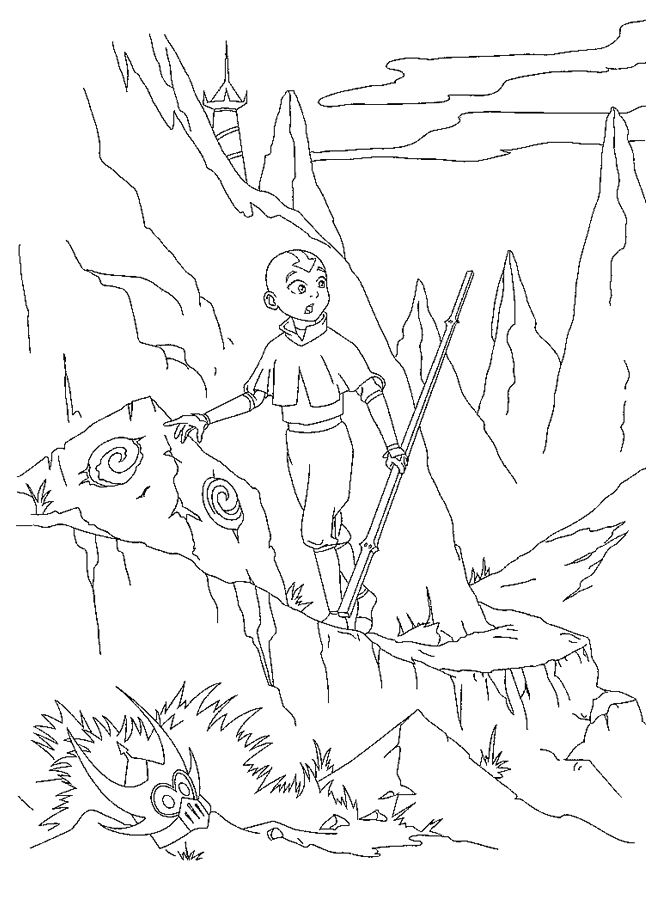 coloriage aang marche sur le sentier